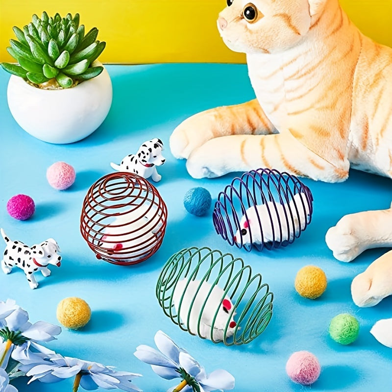 Colorful Spring Toy Set for Cats