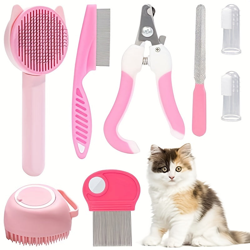 8pcs 5-in-1 Cat Grooming Kit