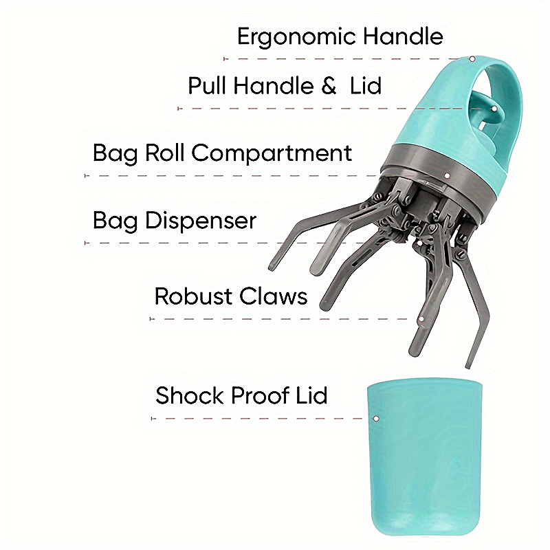 Portable Dog Poop Scooper with Bag Dispenser