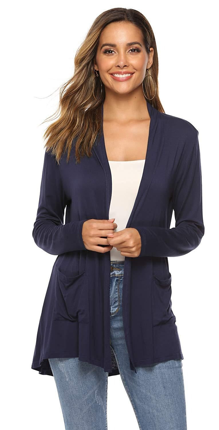 Women's Casual Lightweight Open Front Long Sleeve Cardigans