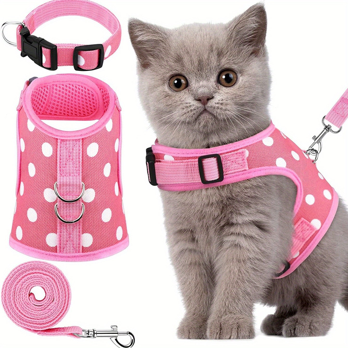 Soft Cat Harness and Leash Set for Small Pets