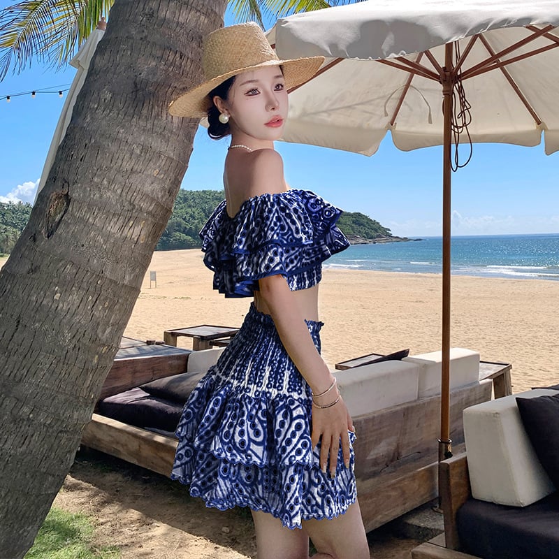 (🔥HOT SALE NOW 47% OFF)One-shoulder short seaside holiday two-piece suit