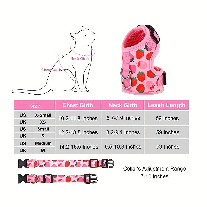 Soft Cat Harness and Leash Set for Small Pets