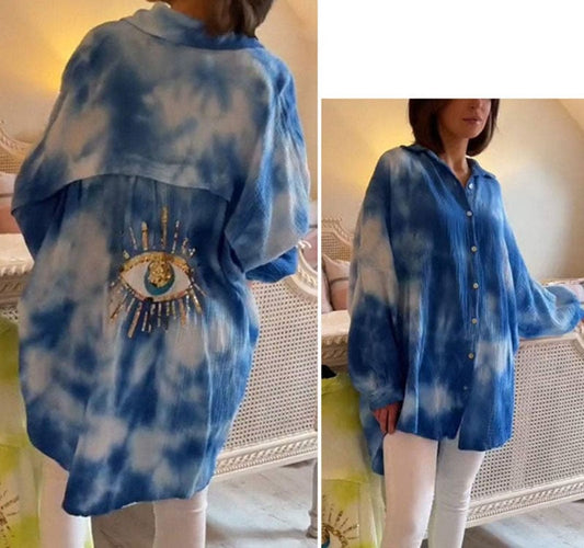 Tie Dye Sequinned Evil Eye Shirt (Buy 2 Free Shipping)