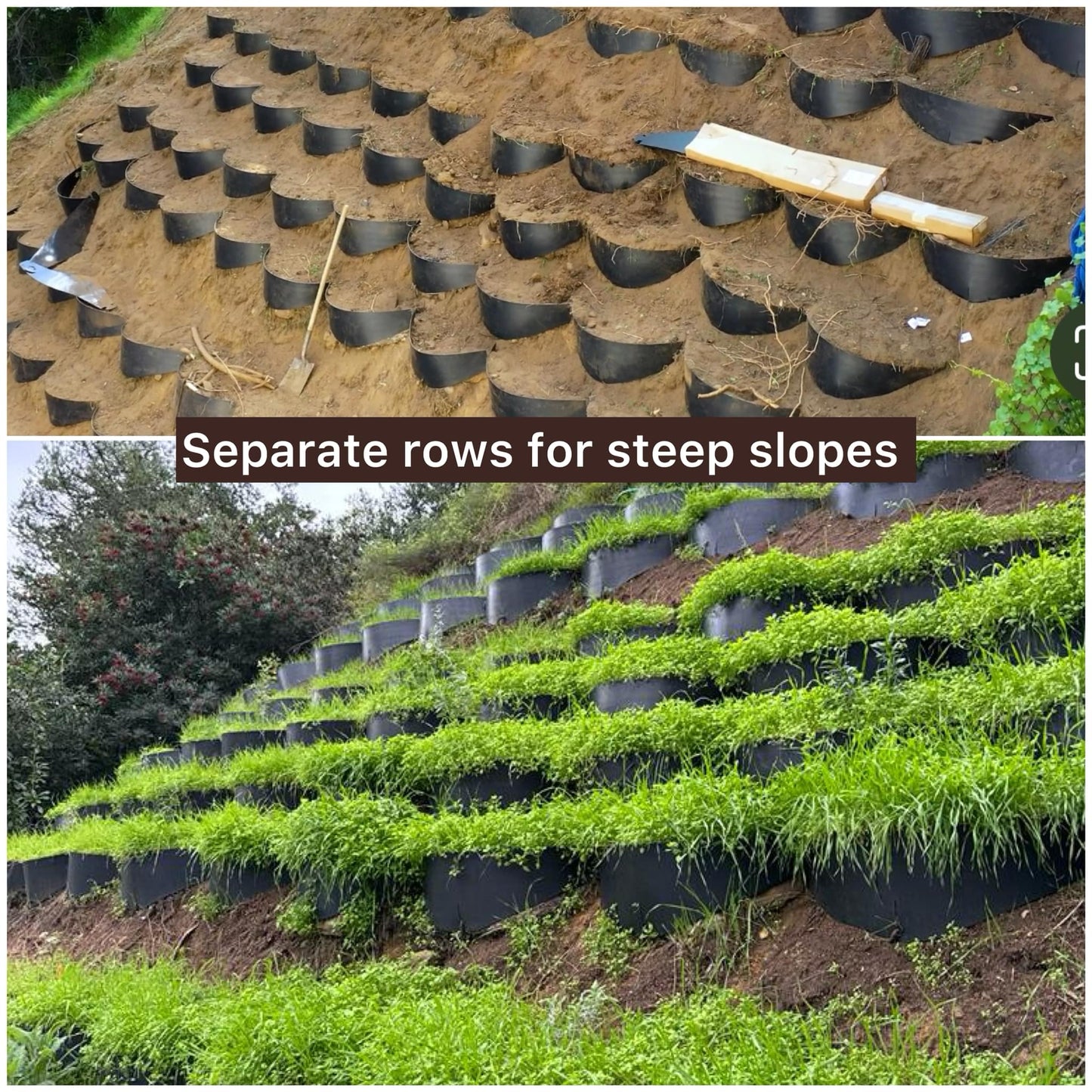 Erosion Control system for steep side yards or uniquely shaped spaces