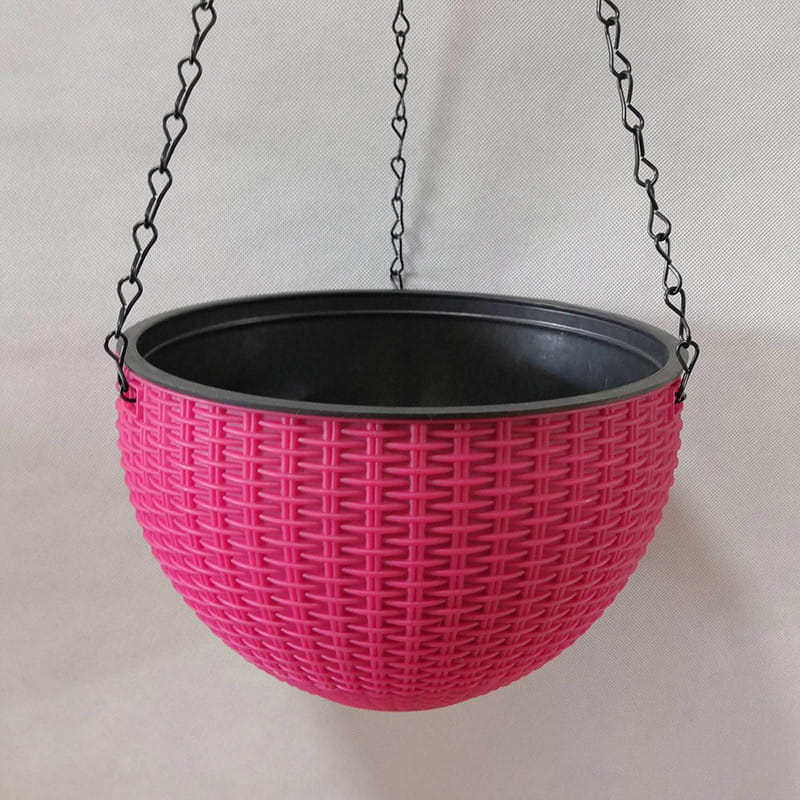 Plastic Rattan Hanging Planter Basket with Drainage Hole