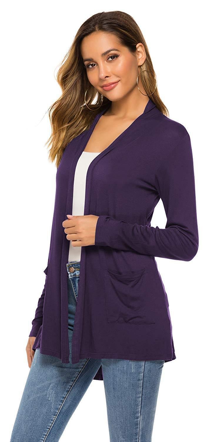 Women's Casual Lightweight Open Front Long Sleeve Cardigans