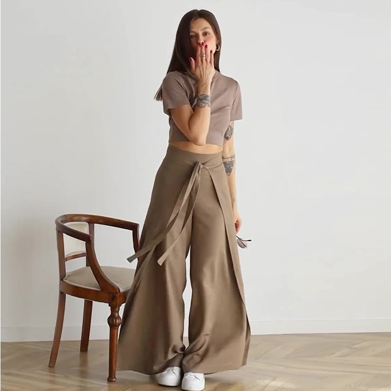 🌺Huge Sale 56% OFF🎁Women's Solid Color Strappy Trousers