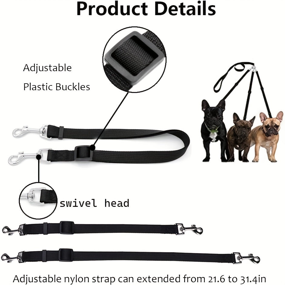 3-in-1 Dog Leash with Adjustable Car Seat Belt