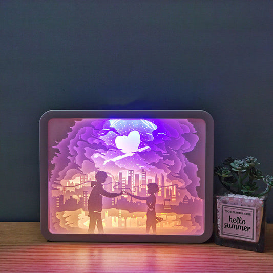 3d Paper Cut Shadow Night Light Box for Christmas, Valentine, Birthday Gift