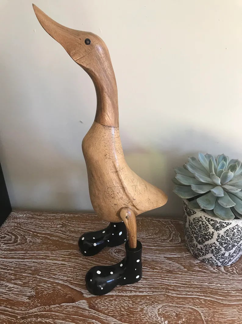 🌈Hand Carved Wellies Duck Family💞