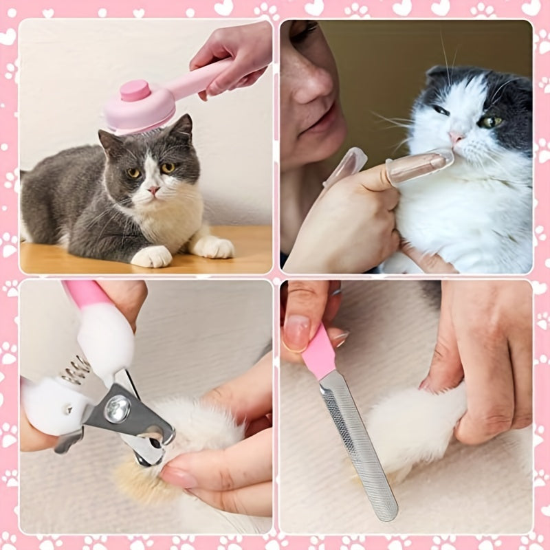 8pcs 5-in-1 Cat Grooming Kit