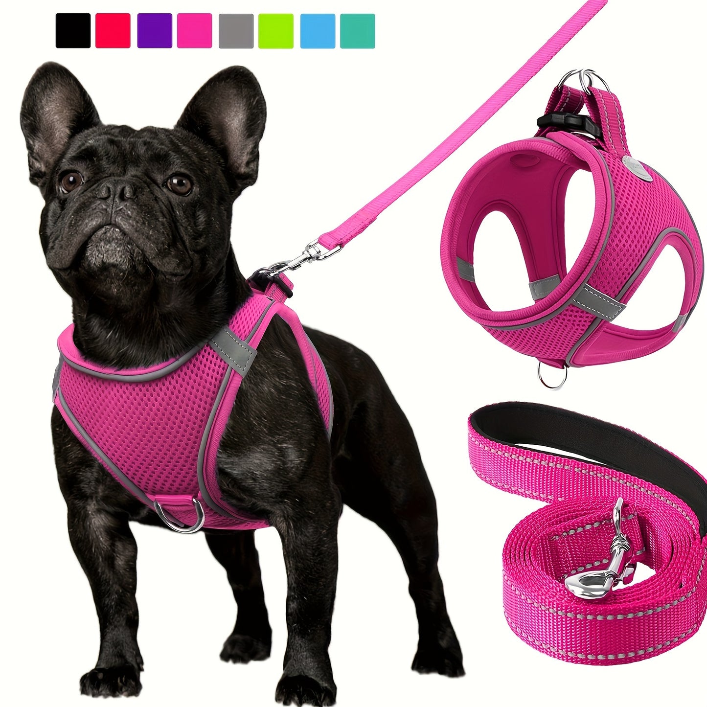 Reflective Step-In Dog Harness & Leash Set for Small & Medium Dogs