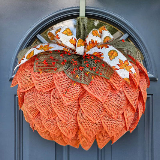 🍁 Farmhouse Pumpkin Wreath For Front Door