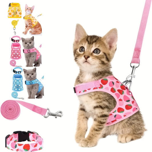 Soft Cat Harness and Leash Set for Small Pets