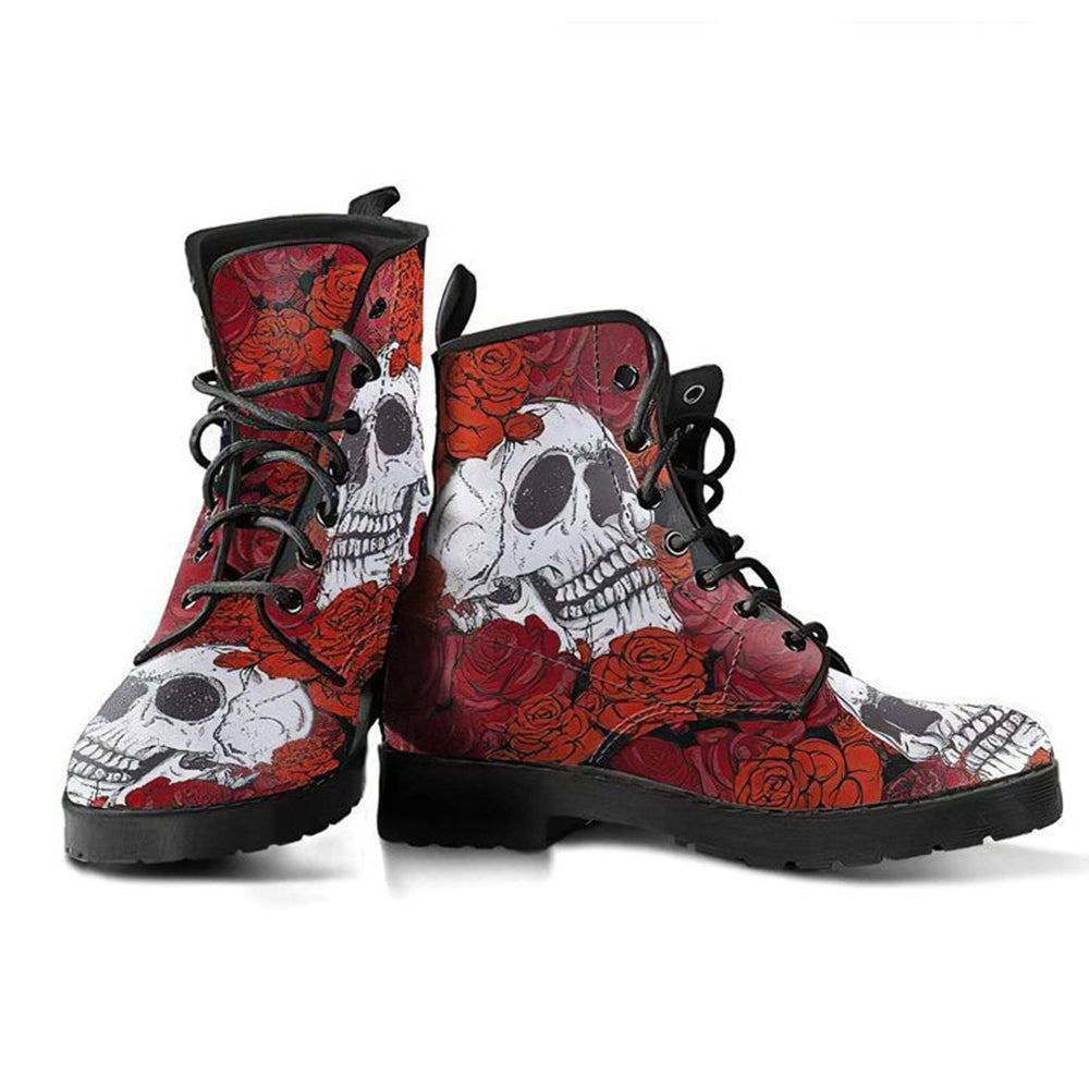 Printing Retro Style Skull Martin Boots for Men and Women