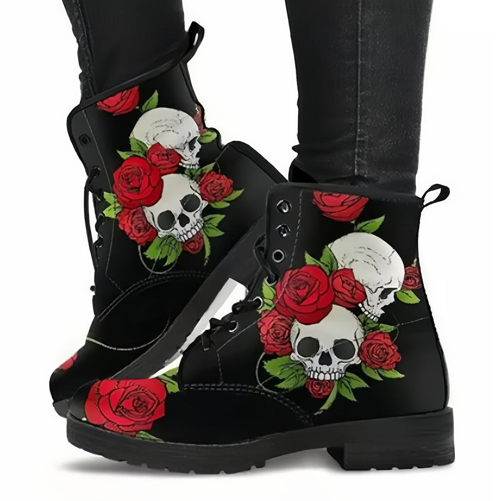 Printing Retro Style Skull Martin Boots for Men and Women