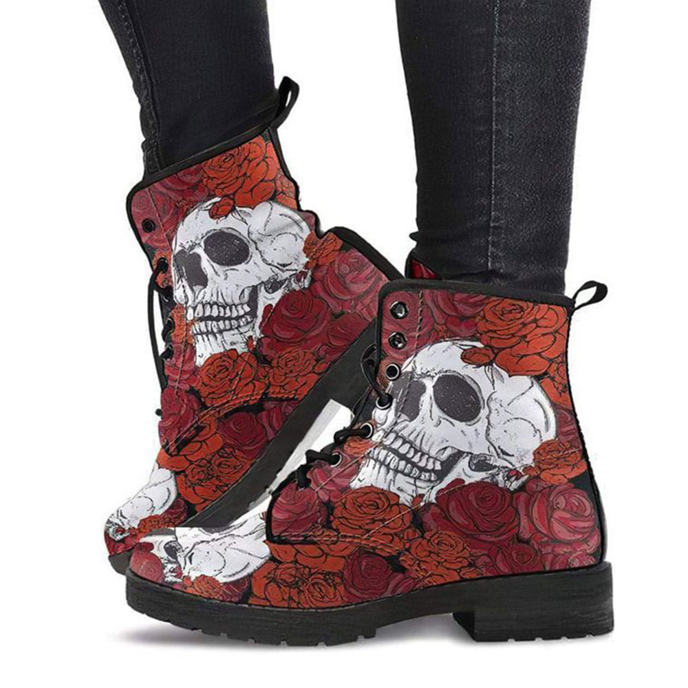 Printing Retro Style Skull Martin Boots for Men and Women