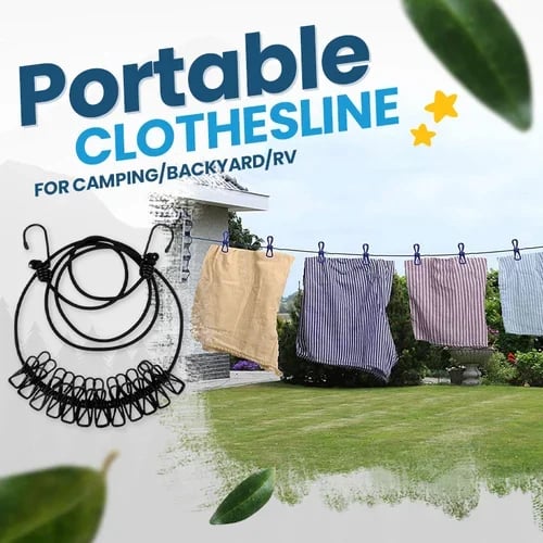 🔥 Portable Clothesline for Camping/Backyard/RV