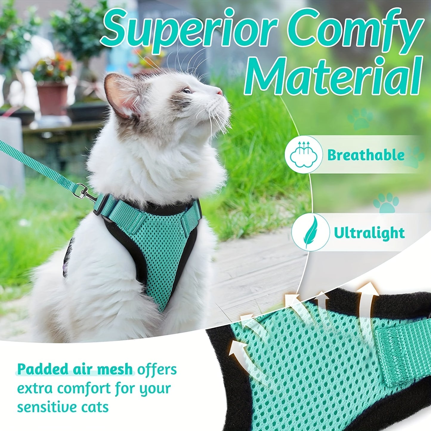 Escape-Proof Adjustable Cat Harness & Leash