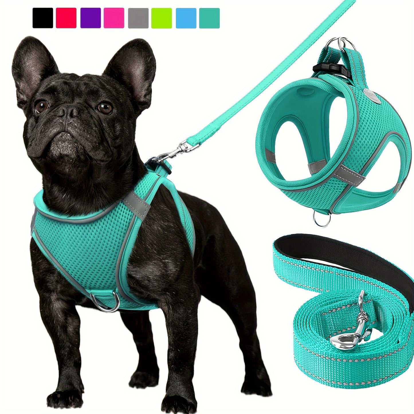 Reflective Step-In Dog Harness & Leash Set for Small & Medium Dogs