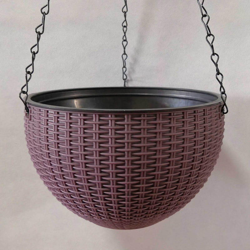 Plastic Rattan Hanging Planter Basket with Drainage Hole