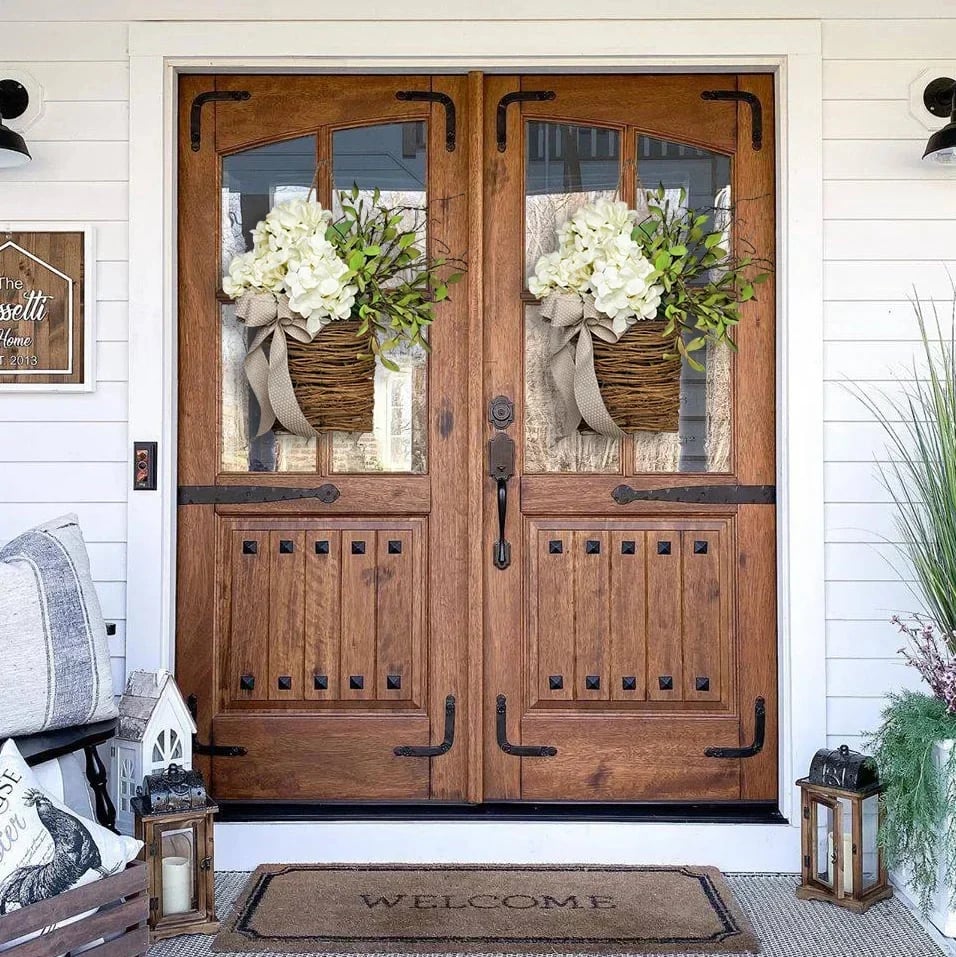 🎁🔥Last Day Promotion -50% OFF💐Cream Hydrangea Door Hanger Basket Wreath