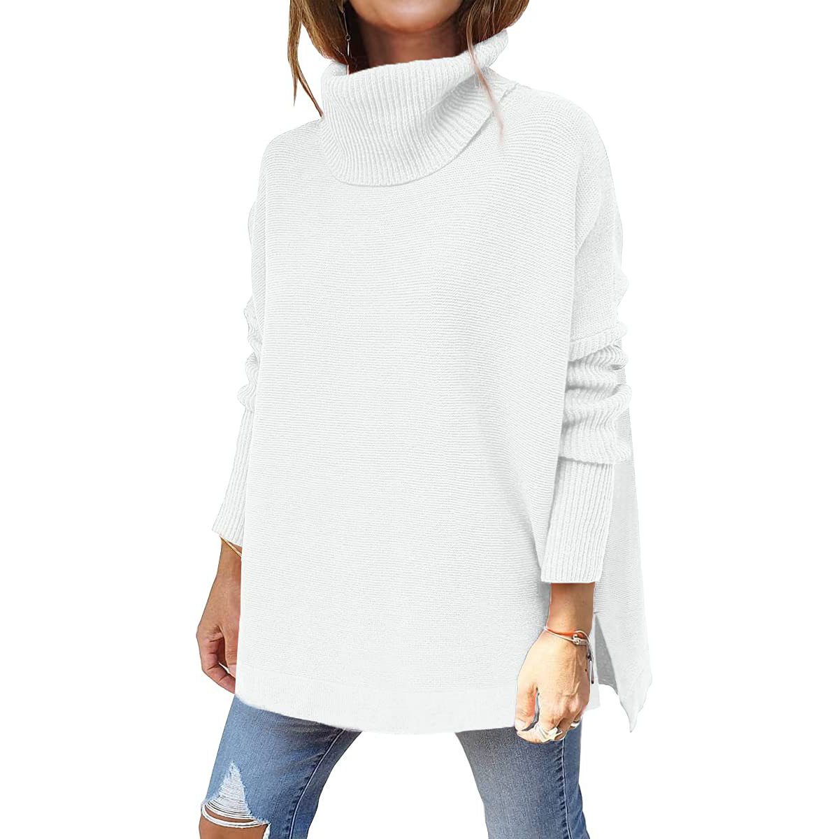 Women's Turtleneck Oversized Sweater Mid Length