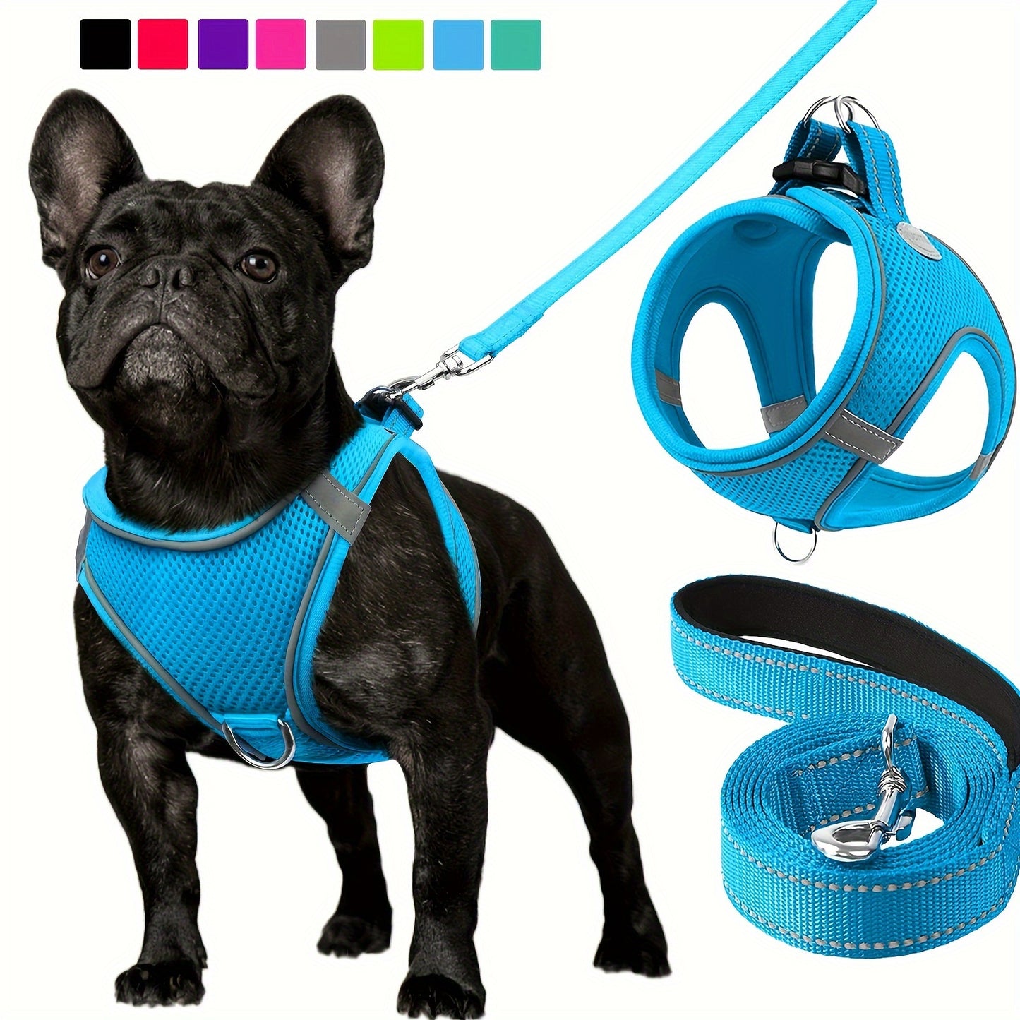 Reflective Step-In Dog Harness & Leash Set for Small & Medium Dogs