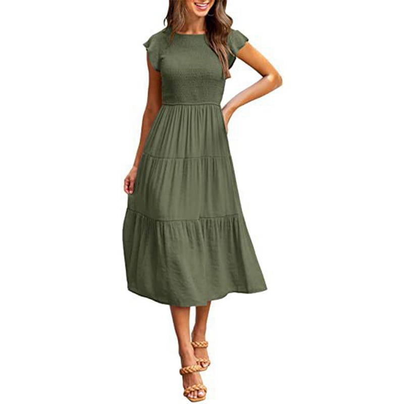 WOMEN'S SUMMER CASUAL FLUTTER SHORT MIDI DRESS