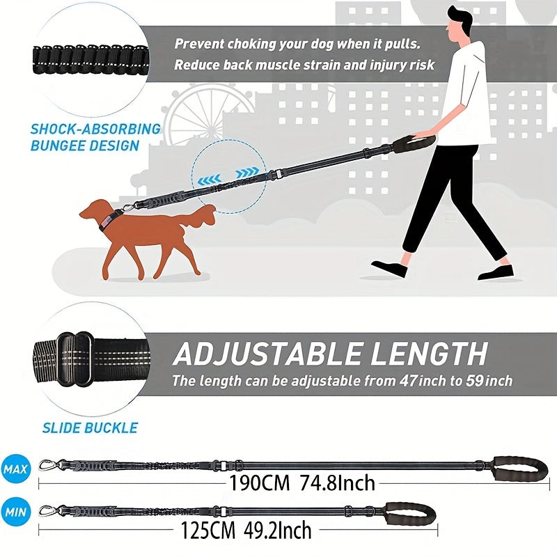 Heavy Duty Bungee Dog Leash with 2 Padded Handles