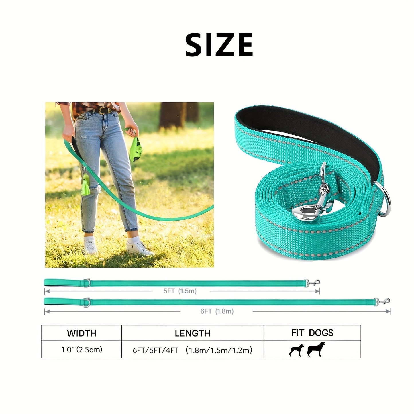 Reflective Neoprene Padded Dog Leash